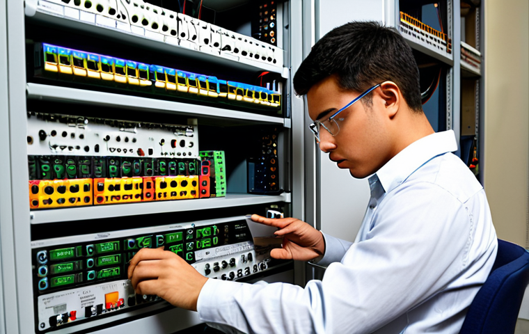An electrical engineer deeply engrossed in studying PLC control systems, surrounded by textbooks and online course materials, highlighting continuous learning and professional development.