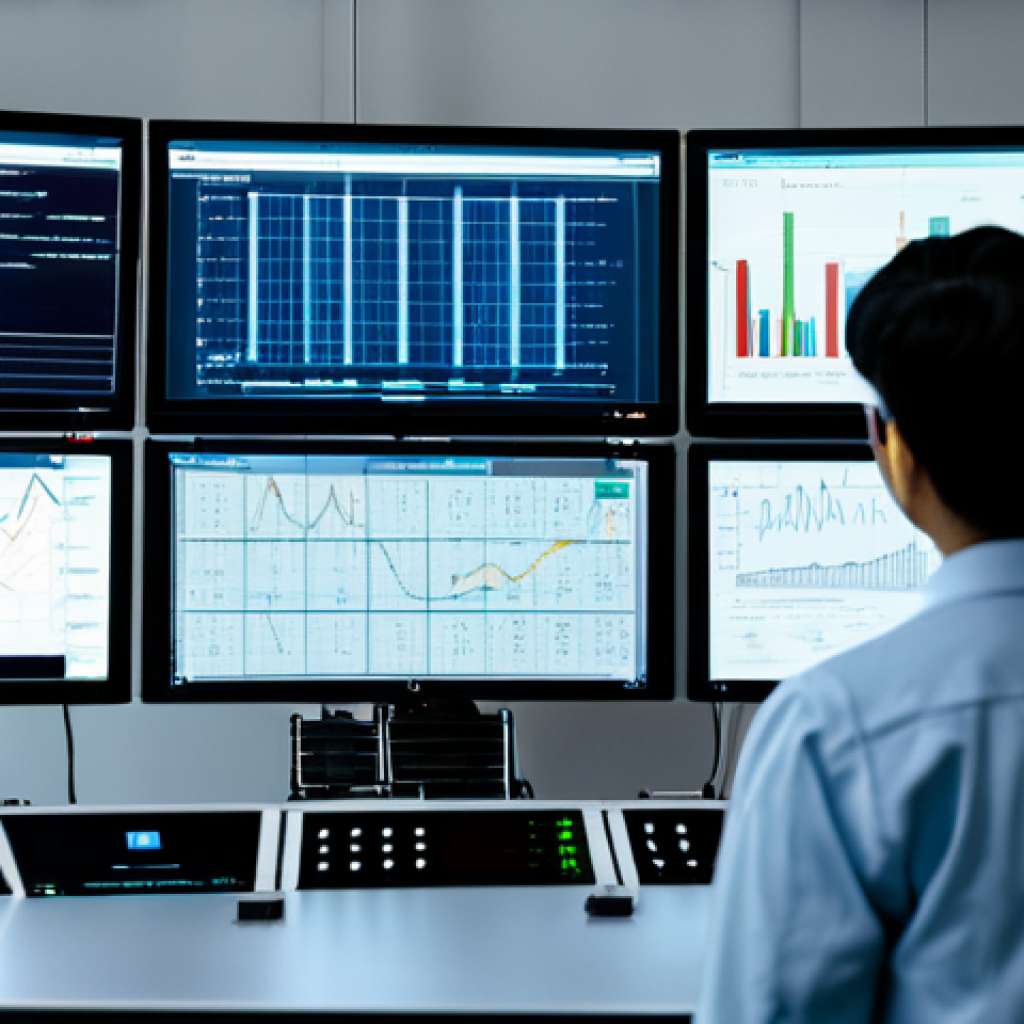 **

A modern electricity grid control room, filled with screens displaying real-time data analysis of power flow and equipment status. An AI-powered system is predicting potential failures in aged equipment based on sensor data. Engineers in professional attire are monitoring the system. Fully clothed, appropriate content, safe for work, perfect anatomy, natural proportions, professional environment, modest.

**