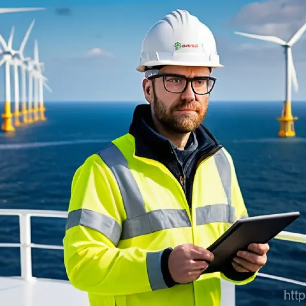 전기기사와 프로젝트 리스크 관리 - **Image Prompt 1: The Offshore Wind Project Solver**
A highly competent and determined male elec...